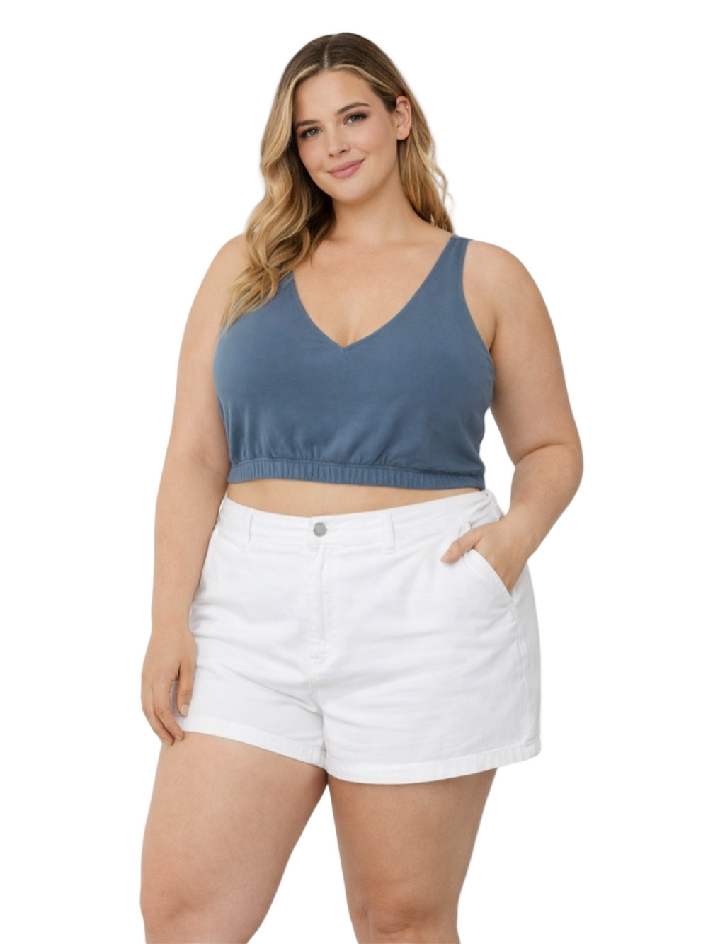 wild fable Dusty Blue Scoop Neck Crop Tank